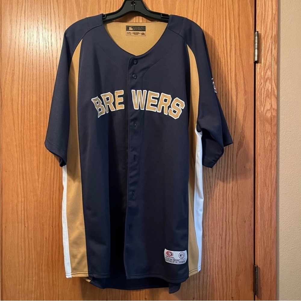 Milwaukee Brewers True Fan baseball jersey blue gold XL Men’s